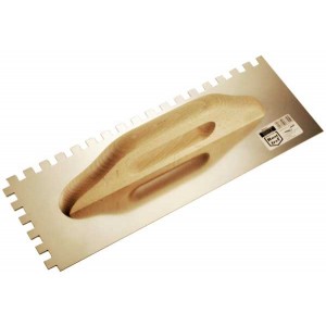 Stainless trowel  280mm notched 6*6, wooden handle