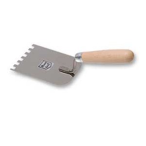 Stainless margin trowel 120 mm front noched  6x6 mm  