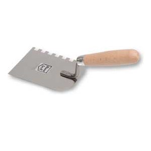 Stainless margin trowel 100 mm side noched 6x6 mm  