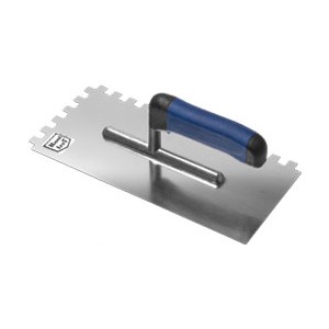 Stainless trowel AL 270mm notched 6*6 rubber handle